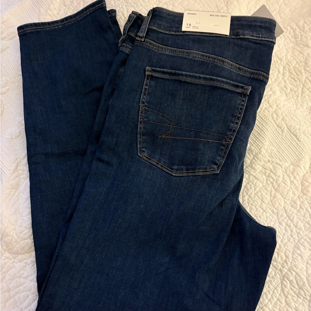 American Eagle Outfitters Dark Blue Skinny Jeans Next Level Stretch ladies jeans